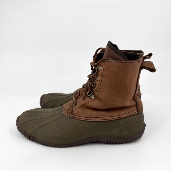 Vintage 90s J.Crew Brown Olive Leather Duck Base Lace Up Snow Boots main image 7